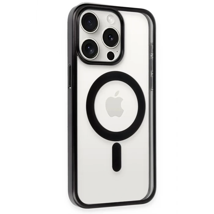 Newface Apple iPhone 15 Pro Max Kılıf Erozi Magsafe Kapak - Siyah