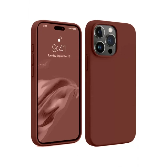 Newface Apple iPhone 15 Pro Max Kılıf First Silikon - Bordo