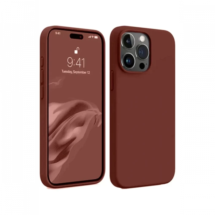 Newface Apple iPhone 15 Pro Max Kılıf First Silikon - Bordo