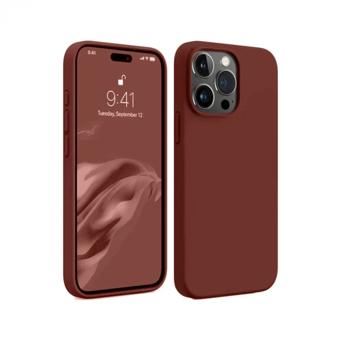 Newface Apple iPhone 15 Pro Max Kılıf First Silikon - Bordo
