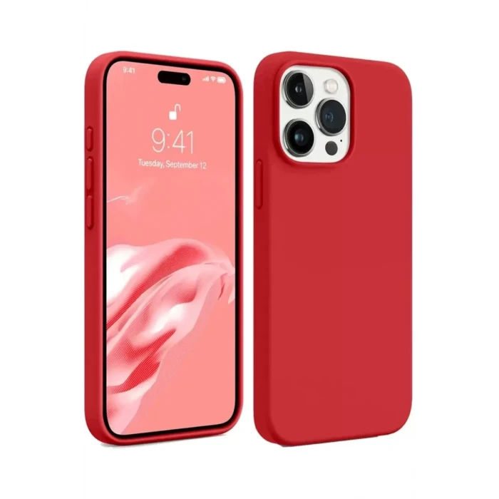 Newface Apple iPhone 15 Pro Max Kılıf First Silikon - Kırmızı