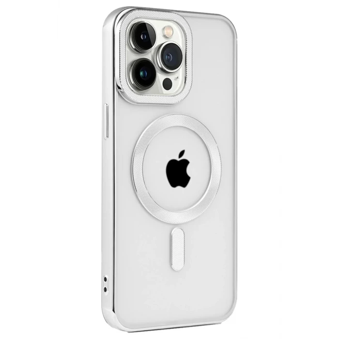 Newface Apple iPhone 15 Pro Max Kılıf Kronos Magsafe Kapak - Gümüş