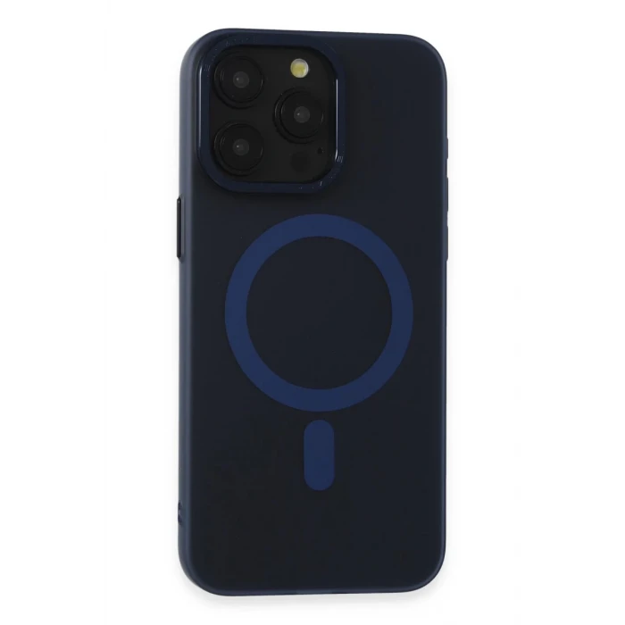 Newface Apple iPhone 15 Pro Max Kılıf Lodos Magneticsafe Mat Kapak - Mavi