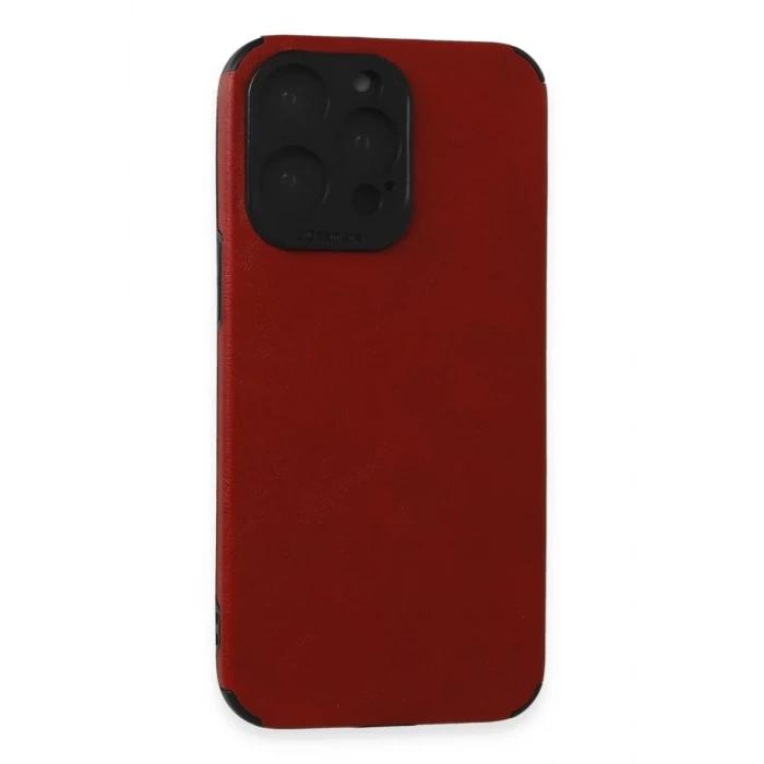 Newface Apple iPhone 15 Pro Max Kılıf Loop Deri Silikon - Kırmızı