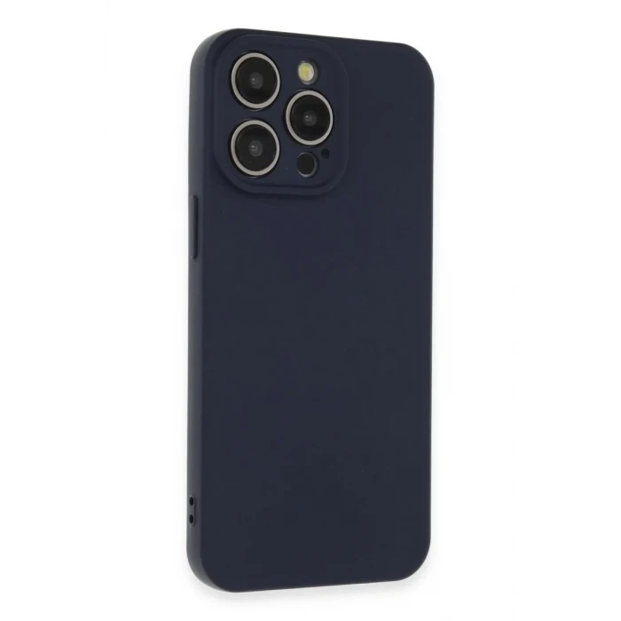 Newface Apple iPhone 15 Pro Max Kılıf Nano içi Kadife Silikon - Lacivert