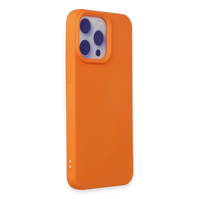 Newface Apple iPhone 15 Pro Max Kılıf Nano içi Kadife Silikon - Turuncu