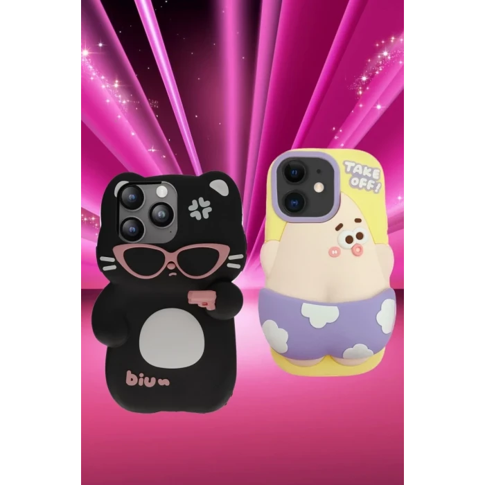 Newface Apple iPhone 15 Pro Max Kılıf Poky Karakter Silikon Kapak - Desen 11