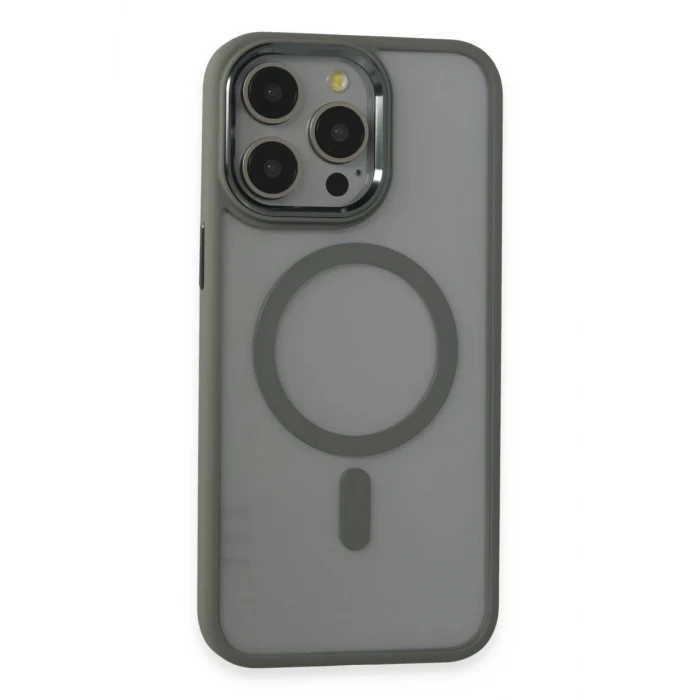 Newface Apple iPhone 15 Pro Max Kılıf Room Magneticsafe Silikon - Gri