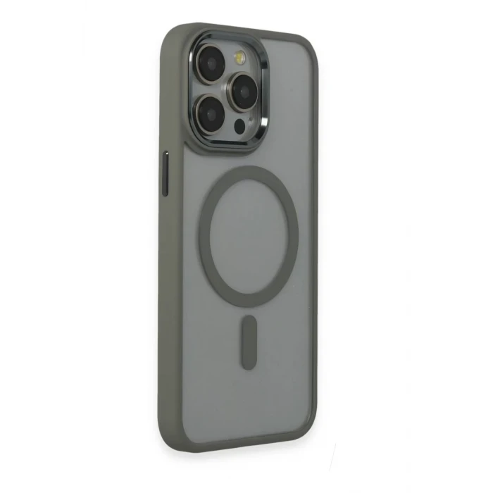 Newface Apple iPhone 15 Pro Max Kılıf Room Magneticsafe Silikon - Gri