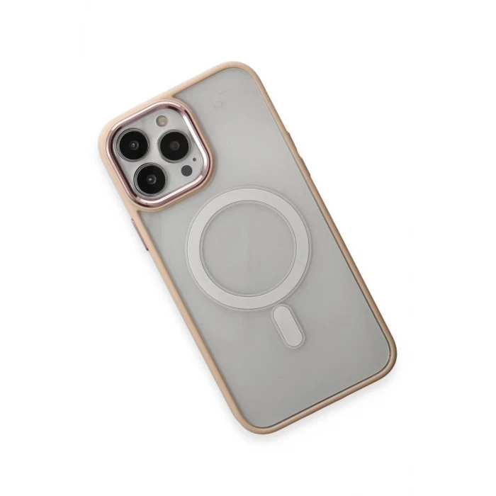 Newface Apple iPhone 15 Pro Max Kılıf Room Magneticsafe Silikon - Pudra