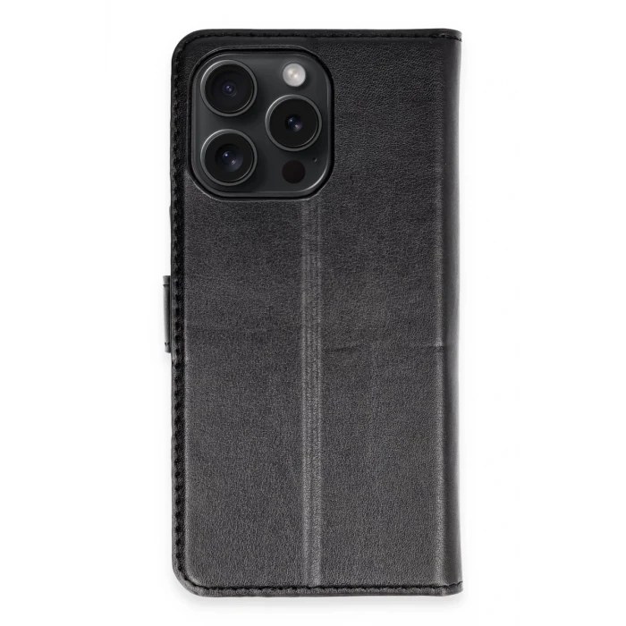 Newface Apple iPhone 15 Pro Max Kılıf Trend S Plus Kapaklı Kılıf - Siyah