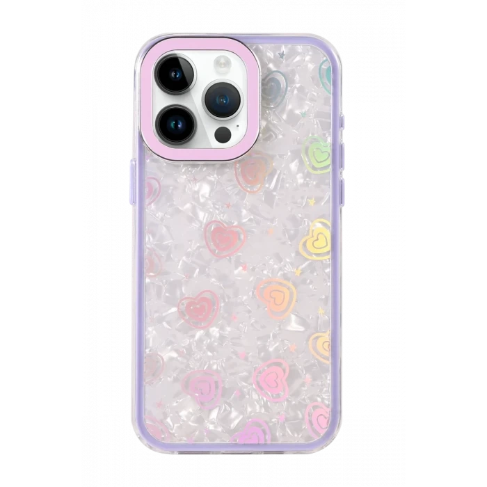 Newface Apple iPhone 15 Pro Max Lumi Desenli Kapak - Mor