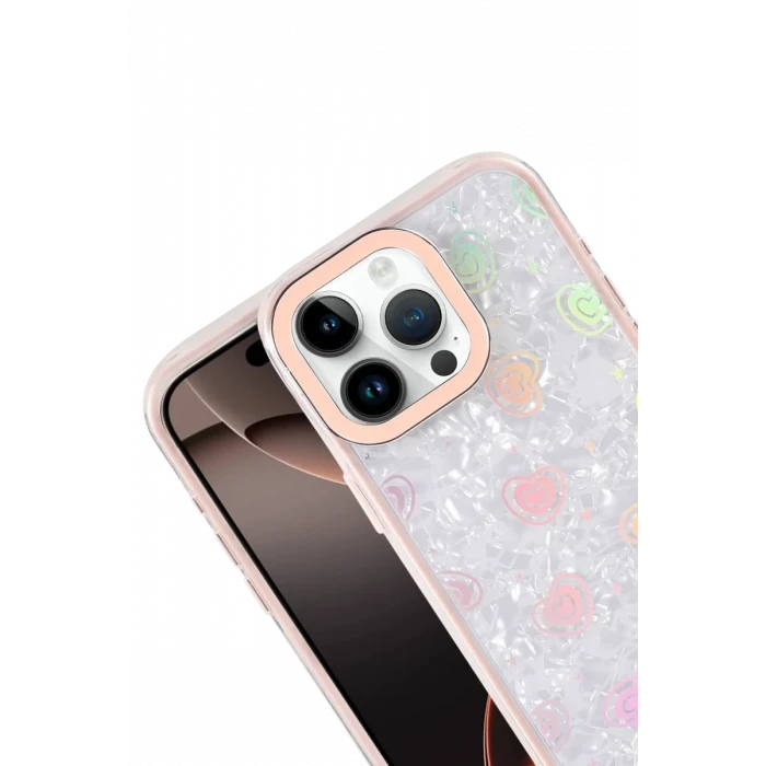 Newface Apple iPhone 15 Pro Max Lumi Desenli Kapak - Pembe
