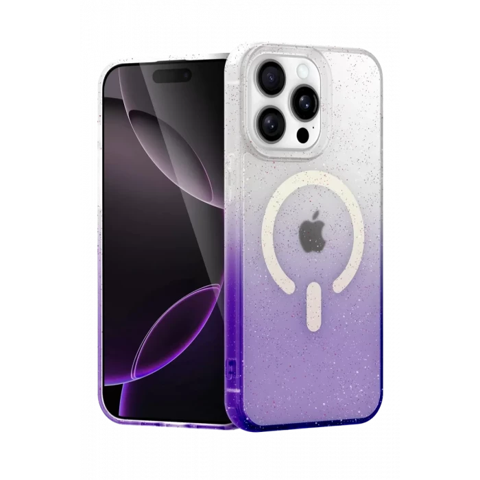Newface Apple iPhone 15 Pro Max Pummel Shiny Magsafe Kapak - Mor
