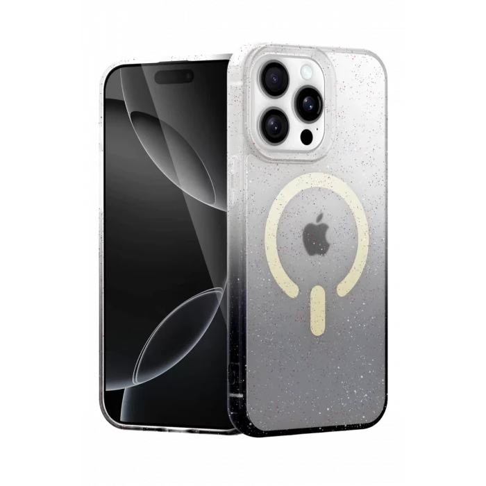 Newface Apple iPhone 15 Pro Max Pummel Shiny Magsafe Kapak - Siyah