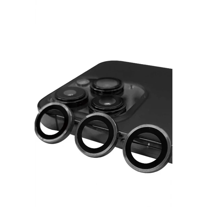 Newface Apple iPhone 15 Pro Max Raze Metal Kamera Lens - Titan Gri
