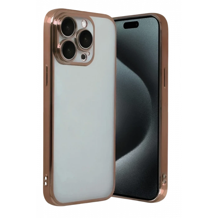 Newface Apple iPhone 15 Pro Max Razer Lensli Silikon - Çöl Titanyum