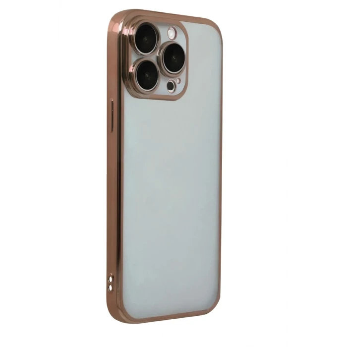Newface Apple iPhone 15 Pro Max Razer Lensli Silikon - Çöl Titanyum