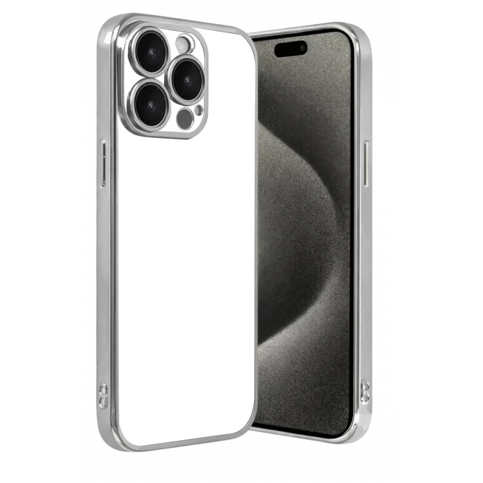Newface Apple iPhone 15 Pro Max Razer Lensli Silikon - Gümüş