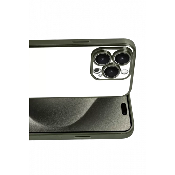 Newface Apple iPhone 15 Pro Max Razer Lensli Silikon - Yeşil