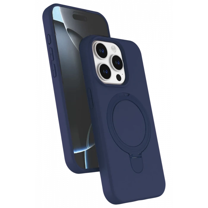 Newface Apple iPhone 15 Pro Max Regal Magsafe Standlı Kapak - Lacivert