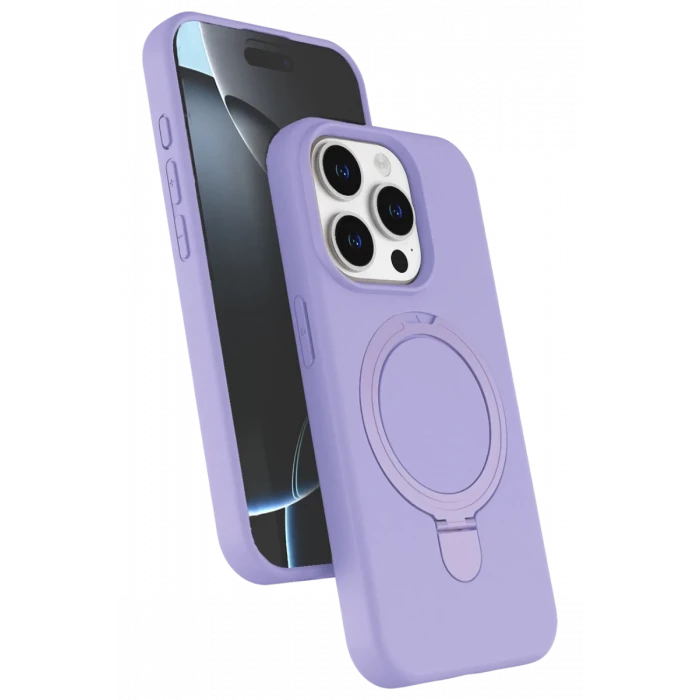 Newface Apple iPhone 15 Pro Max Regal Magsafe Standlı Kapak - Lila