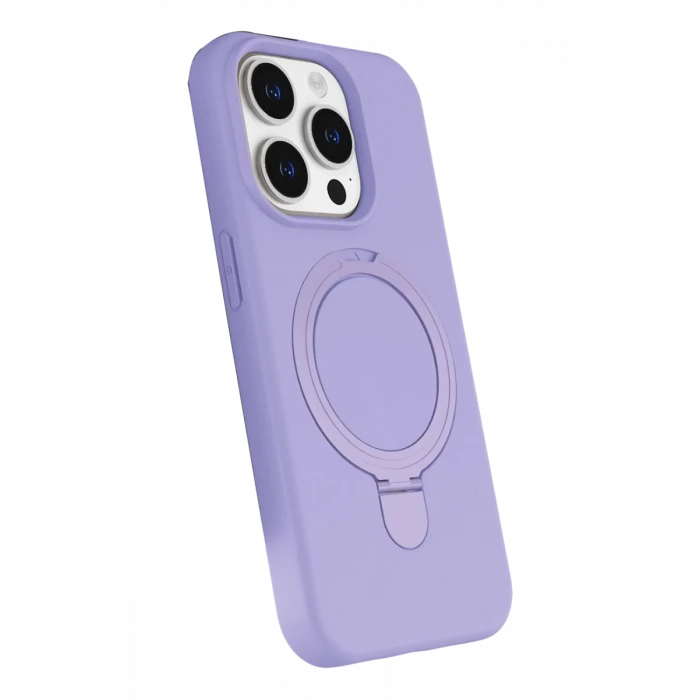 Newface Apple iPhone 15 Pro Max Regal Magsafe Standlı Kapak - Lila