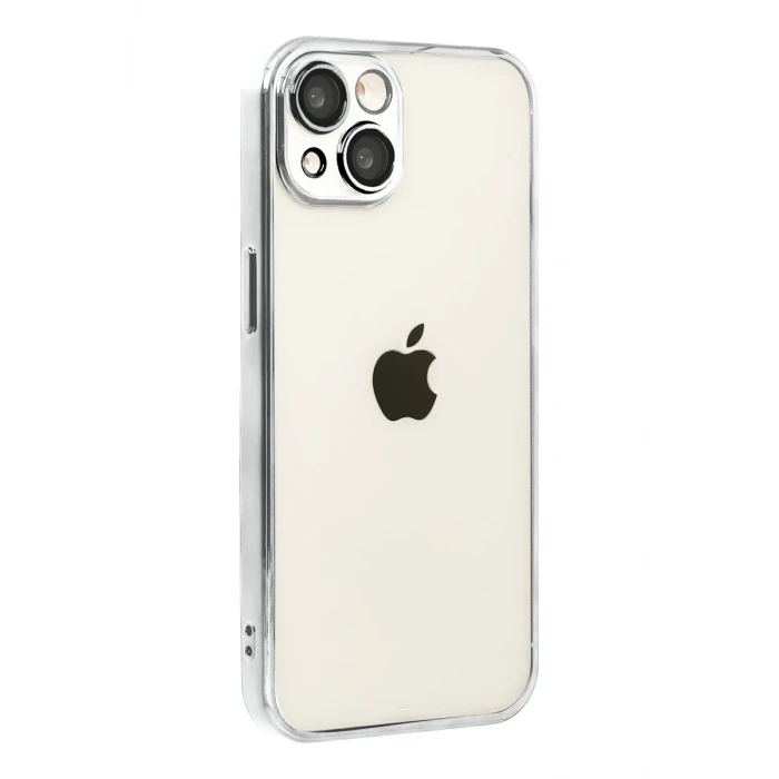 Newface Apple iPhone 15 Razer Lensli Silikon - Gümüş