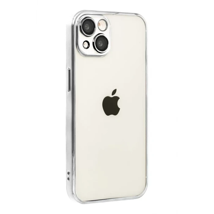 Newface Apple iPhone 15 Razer Lensli Silikon - Gümüş