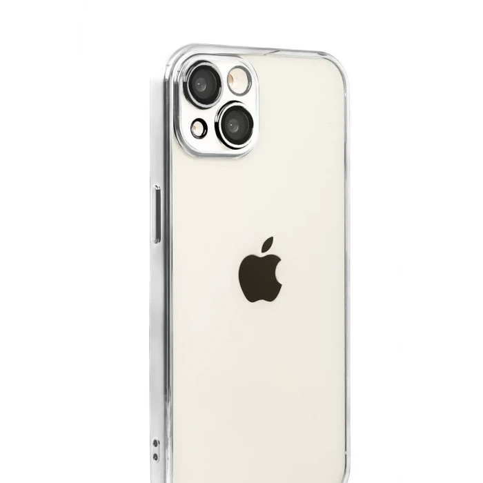 Newface Apple iPhone 15 Razer Lensli Silikon - Gümüş