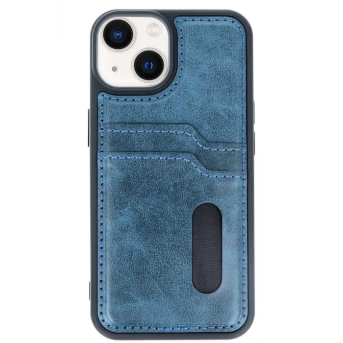 Newface Apple iPhone 15 Sara Kartvizitli Deri Kılıf - Lacivert