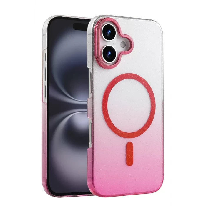 Newface Apple iPhone 16 Glossy Magsafe Kapak - Pembe