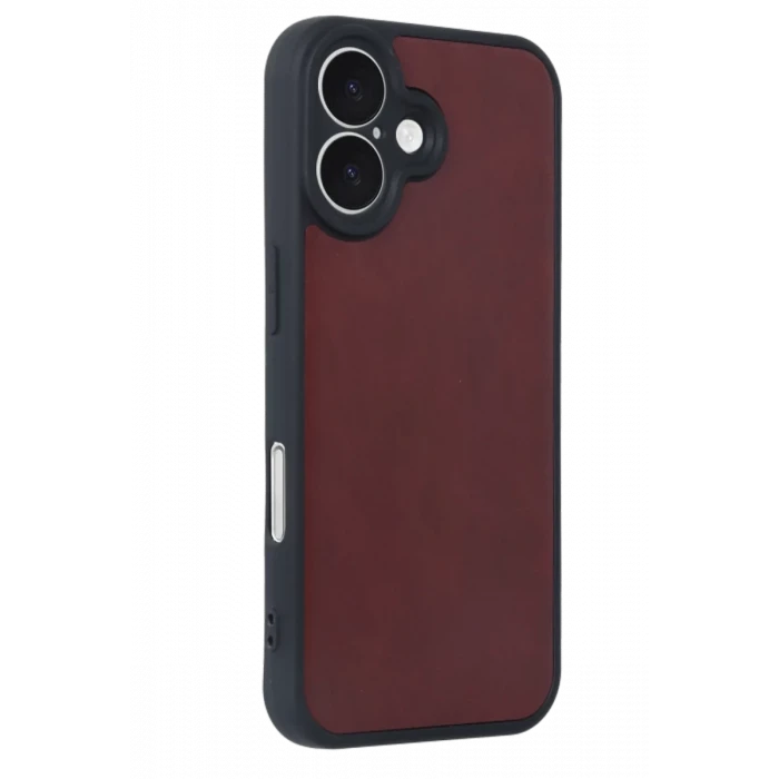 Newface Apple iPhone 16 Kılıf Aras Deri Kapak - Bordo