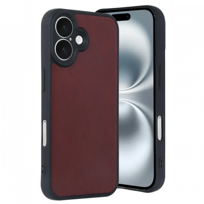 Newface Apple iPhone 16 Kılıf Aras Deri Kapak - Bordo