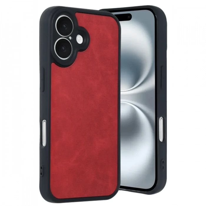 Newface Apple iPhone 16 Kılıf Aras Deri Kapak - Kırmızı