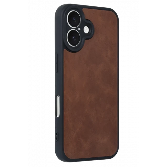 Newface Apple iPhone 16 Kılıf Aras Deri Kapak - Taba