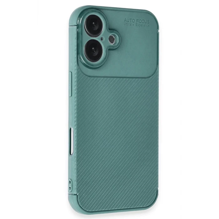 Newface Apple iPhone 16 Kılıf Auto Focus Karbon Kapak - Koyu Yeşil