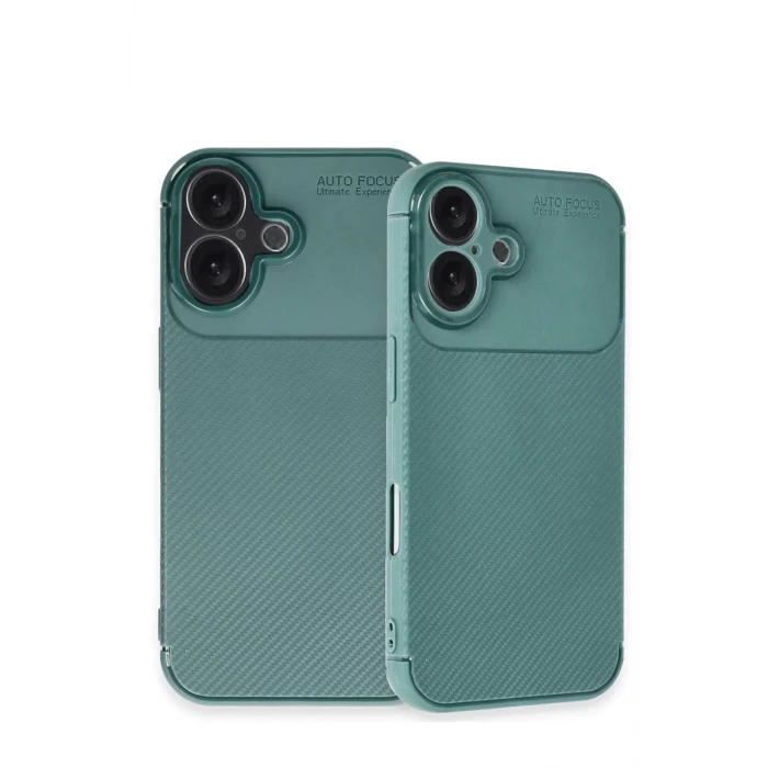 Newface Apple iPhone 16 Kılıf Auto Focus Karbon Kapak - Koyu Yeşil