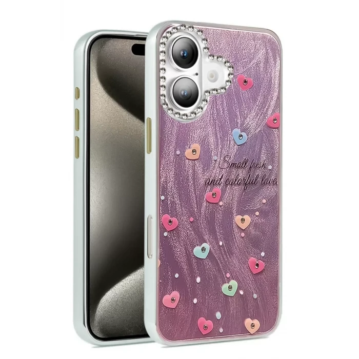 Newface Apple iPhone 16 Kılıf Blade Aynalı Desenli Kapak - Desen 8