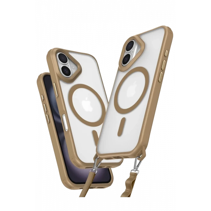 Newface Apple iPhone 16 Kılıf Enka Magsafe Silikon Kılıf - Desert
