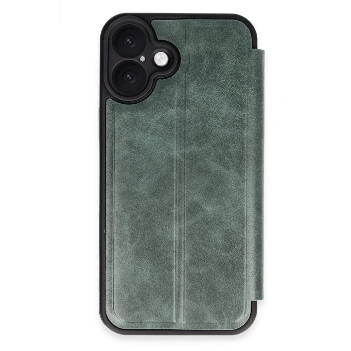 Newface Apple iPhone 16 Kılıf Flip Cover - Koyu Yeşil