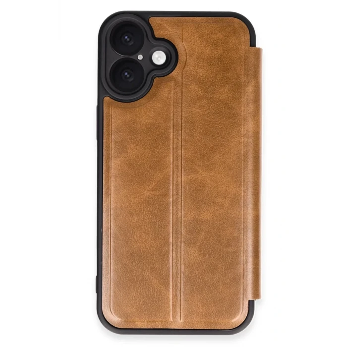 Newface Apple iPhone 16 Kılıf Flip Cover - Taba