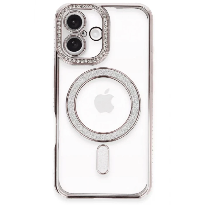 Newface Apple iPhone 16 Kılıf Joke Simli Magneticsafe Kılıf - Pembe
