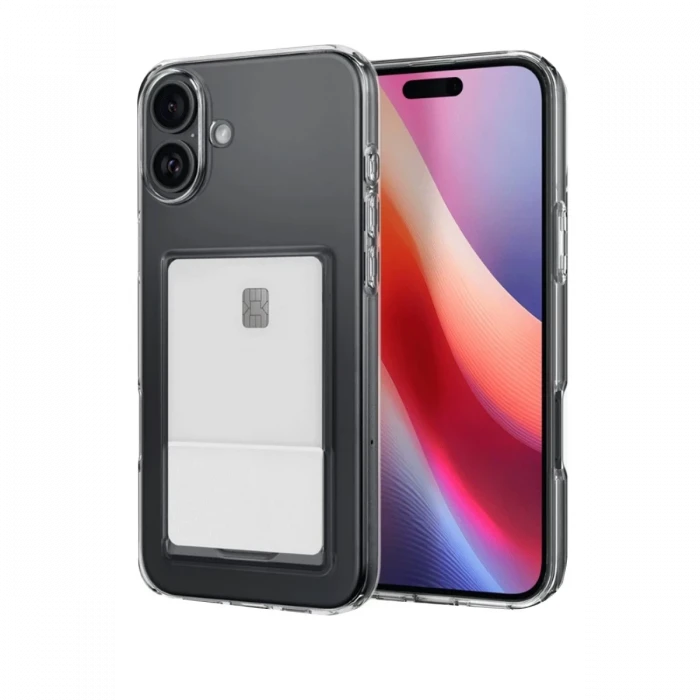 Newface Apple iPhone 16 Kılıf Kart Şeffaf Silikon - Şeffaf
