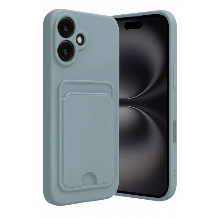 Newface Apple iPhone 16 Kılıf Kelvin Kartvizitli Silikon - Açık Yeşil