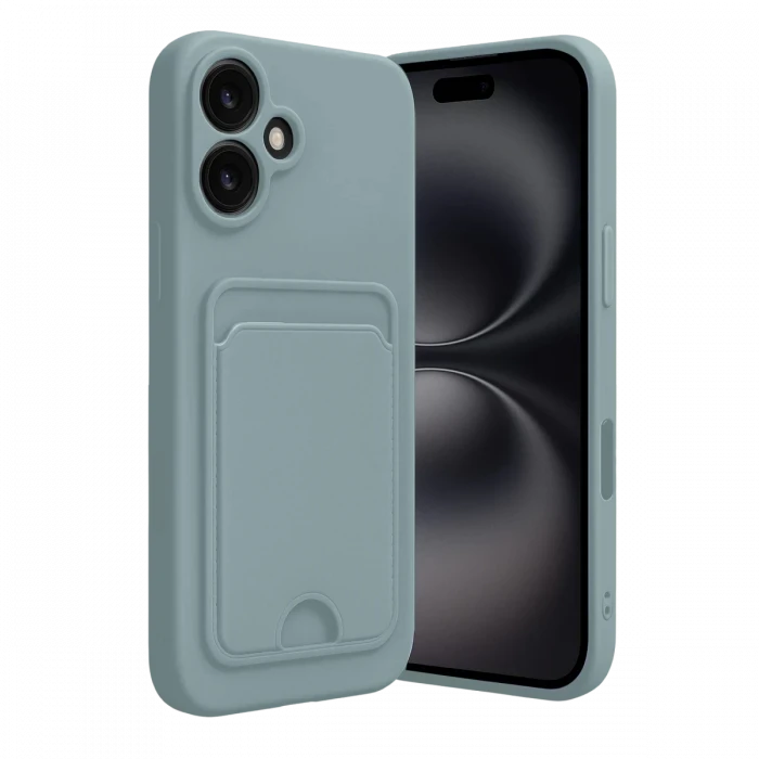 Newface Apple iPhone 16 Kılıf Kelvin Kartvizitli Silikon - Açık Yeşil