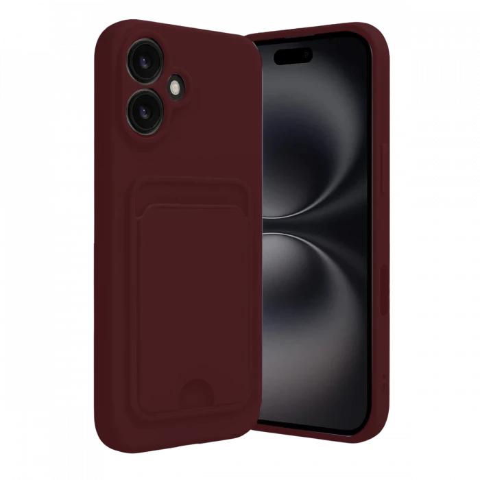 Newface Apple iPhone 16 Kılıf Kelvin Kartvizitli Silikon - Bordo