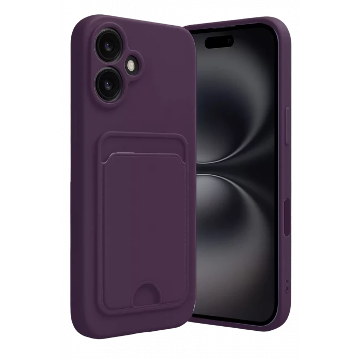 Newface Apple iPhone 16 Kılıf Kelvin Kartvizitli Silikon - Derin Mor