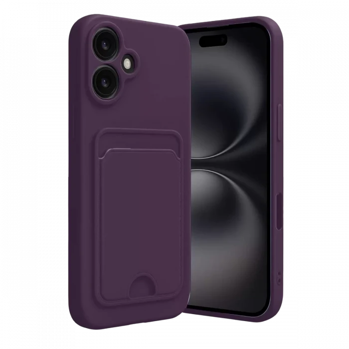 Newface Apple iPhone 16 Kılıf Kelvin Kartvizitli Silikon - Derin Mor