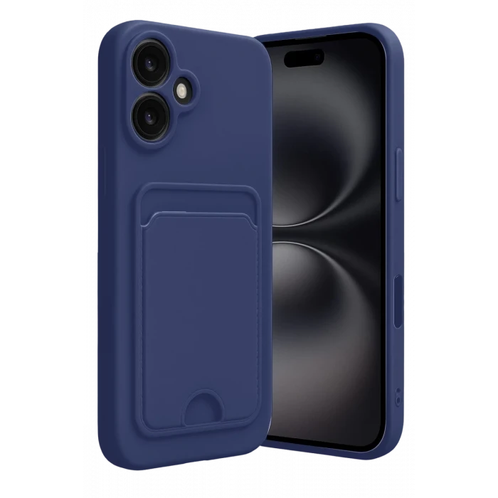 Newface Apple iPhone 16 Kılıf Kelvin Kartvizitli Silikon - Lacivert